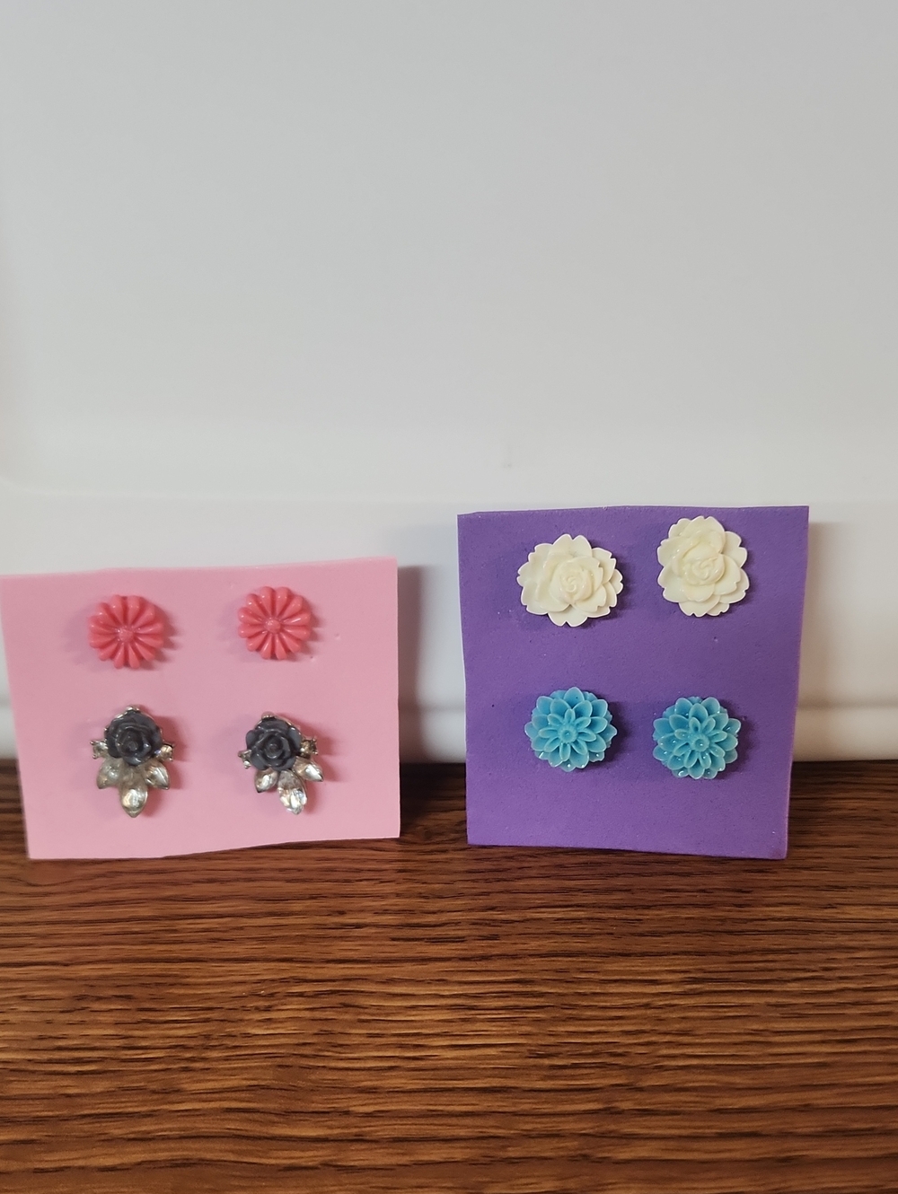 Floral Stud Earring Set - Pink, Cream, Blue